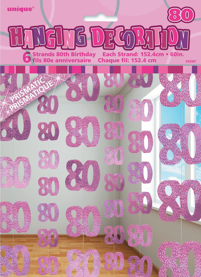 Glitz Pink 80 Hanging Swirl Decorations