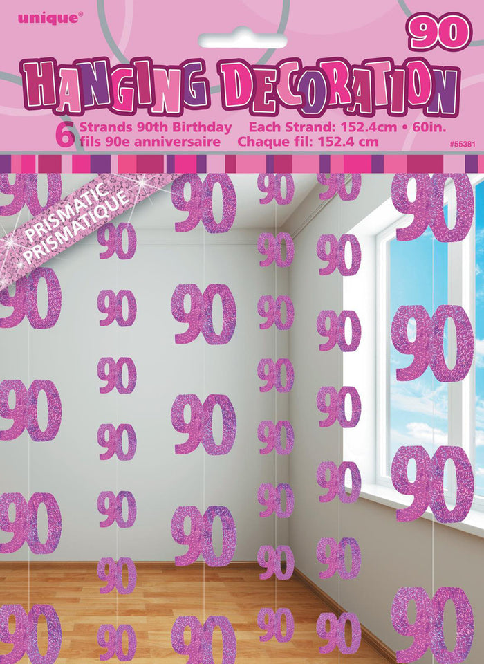 Glitz Pink 90 Hanging Swirl Decorations