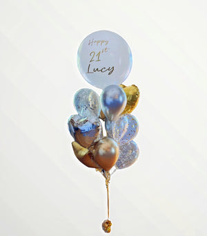 Giant Personalised Balloon with Confetti and Foil Mix Balloon Bouquet