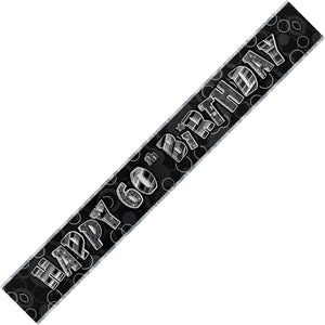 Glitz Black And Silver 60th Happy Birthday Foil Banner