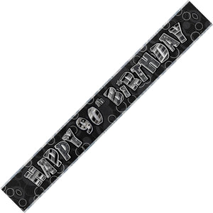 Glitz Black And Silver 90th Happy Birthday Foil Banner