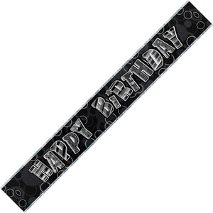 Glitz Black And Silver Happy Birthday Foil Banner