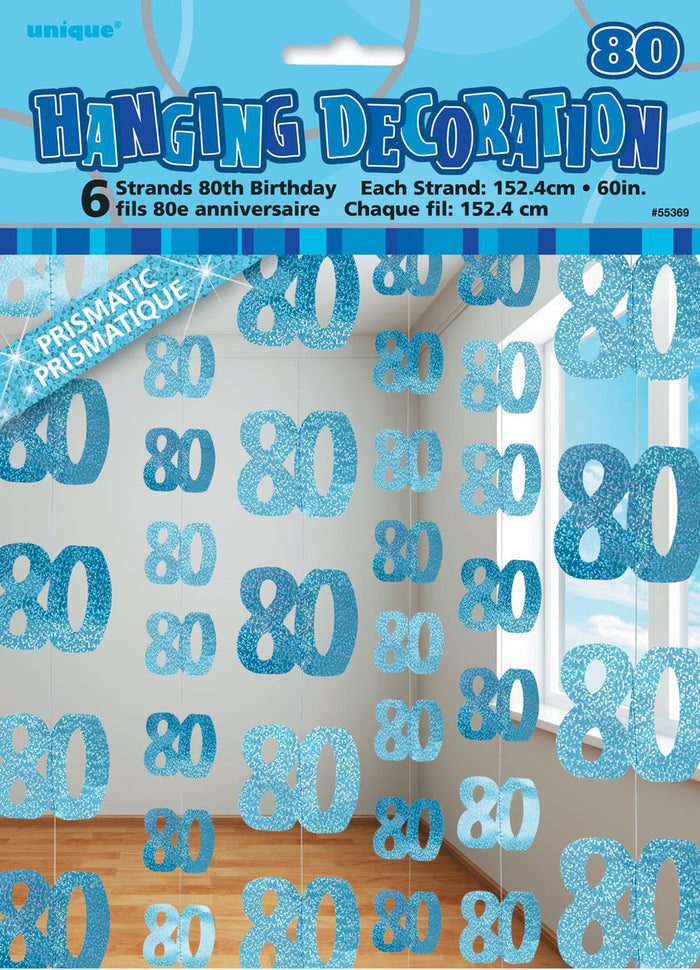 Glitz Blue 80 Hanging Swirl Decorations