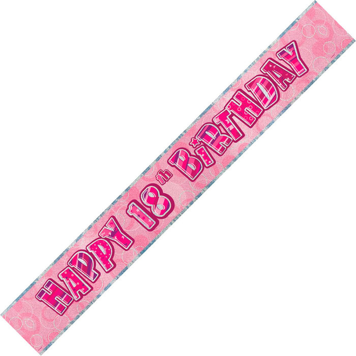 Glitz Pink 18th Happy Birthday Foil Banner