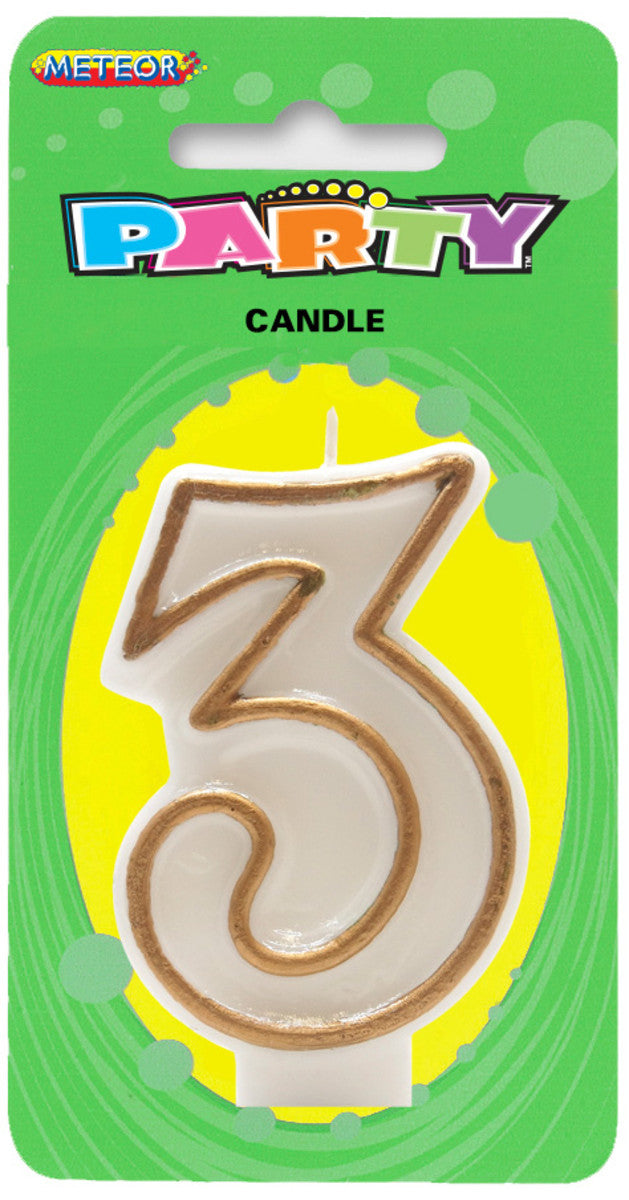 Gold Border Candle Number #3