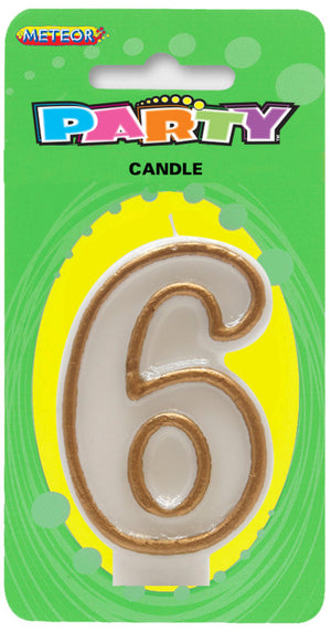 Gold Border Candle Number #6