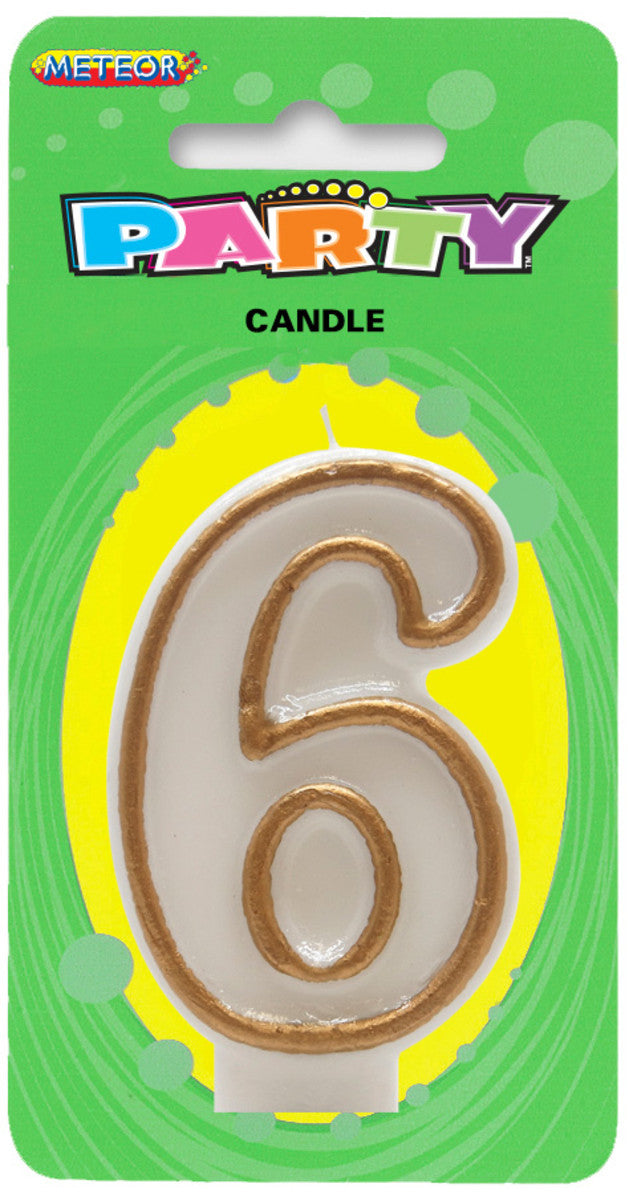 Gold Border Candle Number #6