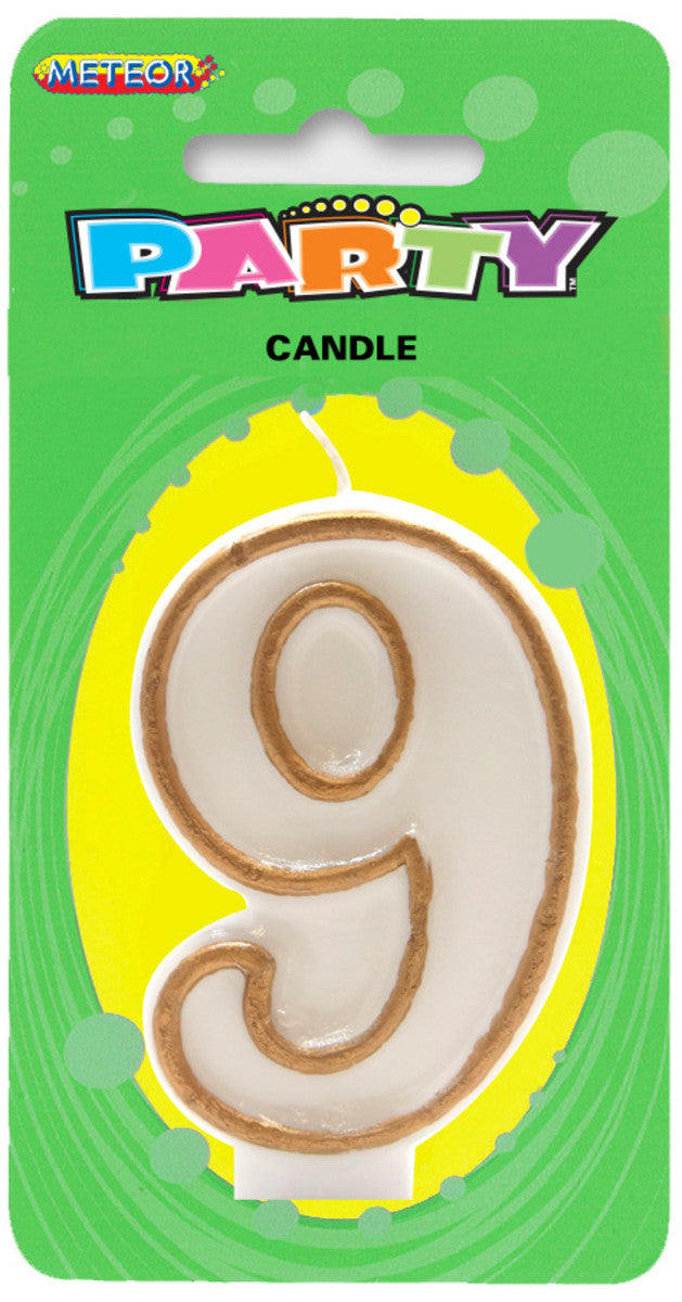Gold Border Candle Number #9