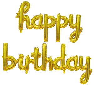 Gold Happy Birthday Foil Balloon Banner Kit - Air Fill Only