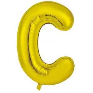 Gold Letter C Supershape 86cm Alphabet Foil Balloon UNINFLATED