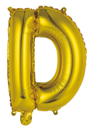 Gold Letter D Foil Balloon 35cm - Air Fill Only