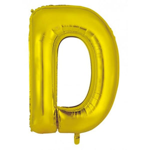 Gold Letter D Supershape 86cm Alphabet Foil Balloon UNINFLATED