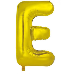Gold Letter E Supershape 86cm Alphabet Foil Balloon UNINFLATED