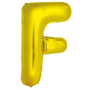 Gold Letter F Supershape 86cm Alphabet Foil Balloon UNINFLATED