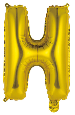 Gold Letter H Foil Balloon 35cm - Air Fill Only