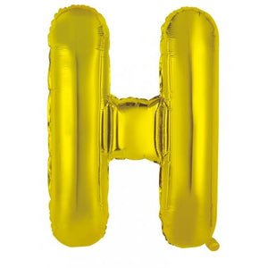Gold Letter H Supershape 86cm Alphabet Foil Balloon UNINFLATED
