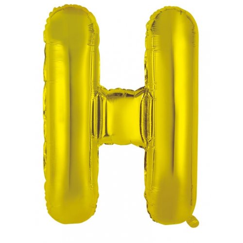 Gold Letter H Supershape 86cm Alphabet Foil Balloon UNINFLATED