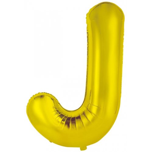 Gold Letter J Supershape 86cm Alphabet Foil Balloon UNINFLATED