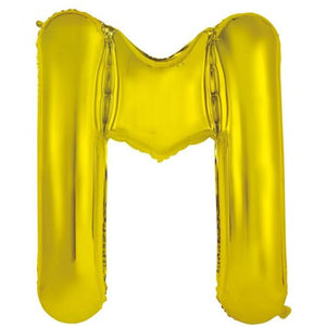 Gold Letter M Supershape 86cm Alphabet Foil Balloon UNINFLATED