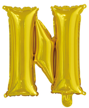Gold Letter N Foil Balloon 35cm - Air Fill Only