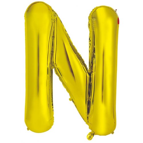 Gold Letter N Supershape 86cm Alphabet Foil Balloon UNINFLATED