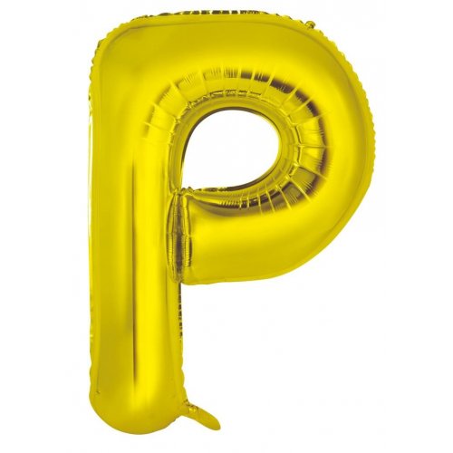Gold Letter P Supershape 86cm Alphabet Foil Balloon UNINFLATED