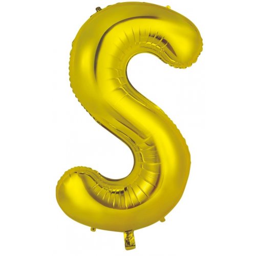 Gold Letter S Supershape 86cm Alphabet Foil Balloon UNINFLATED