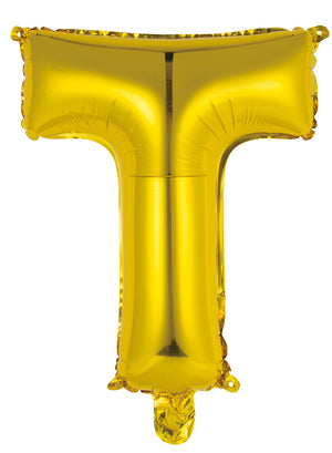 Gold Letter T Foil Balloon 35cm - Air Fill Only
