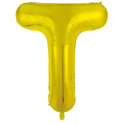 Gold Letter T Supershape 86cm Alphabet Foil Balloon UNINFLATED