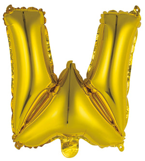 Gold Letter W Foil Balloon 35cm - Air Fill Only
