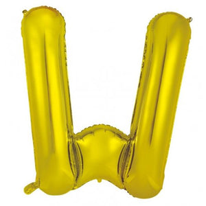 Gold Letter W Supershape 86cm Alphabet Foil Balloon UNINFLATED