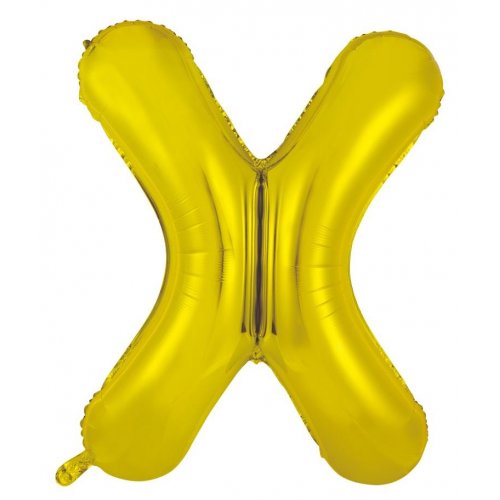 Gold Letter X Supershape 86cm Alphabet Foil Balloon UNINFLATED