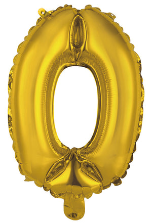 Gold Number 0 Foil Balloon 35cm - Air Fill Only