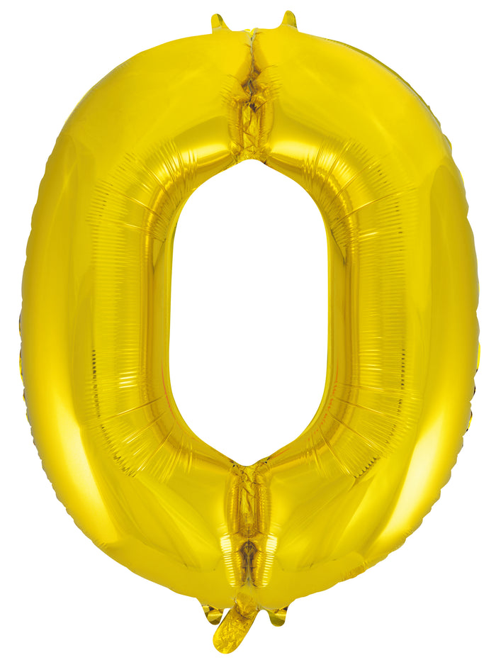 Gold Number 0 Supershape 86cm Foil Balloon UNINFLATED