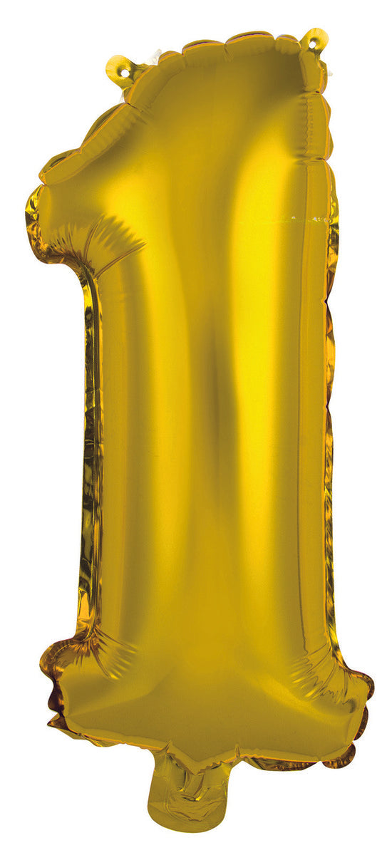 Gold Number 1 Foil Balloon 35cm - Air Fill Only