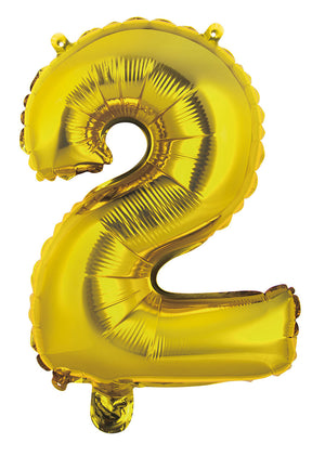 Gold Number 2 Foil Balloon 35cm - Air Fill Only