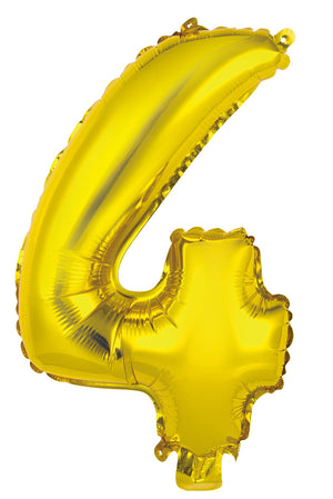 Gold Number 4 Foil Balloon 35cm - Air Fill Only
