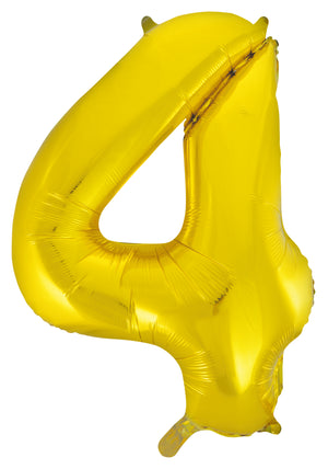 Gold Number 4 Supershape 86cm Foil Balloon UNINFLATED