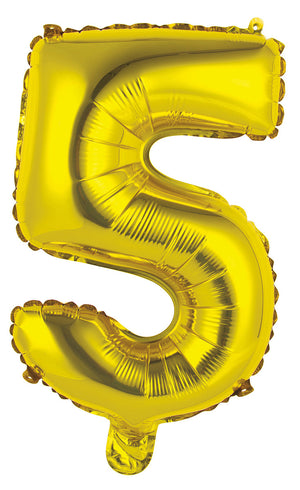Gold Number 5 Foil Balloon 35cm - Air Fill Only