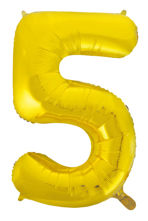 Gold Number 5 Supershape 86cm Foil Balloon UNINFLATED