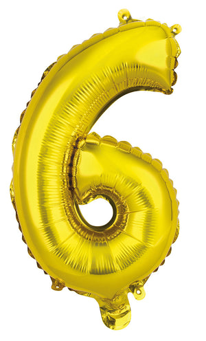 Gold Number 6 Foil Balloon 35cm - Air Fill Only