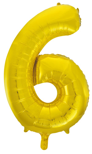 Gold Number 6 Supershape 86cm Foil Balloon UNINFLATED