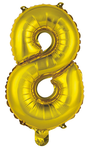 Gold Number 8 Foil Balloon 35cm - Air Fill Only
