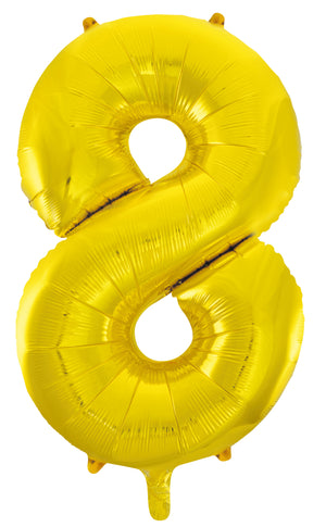 Gold Number 8 Supershape 86cm Foil Balloon UNINFLATED