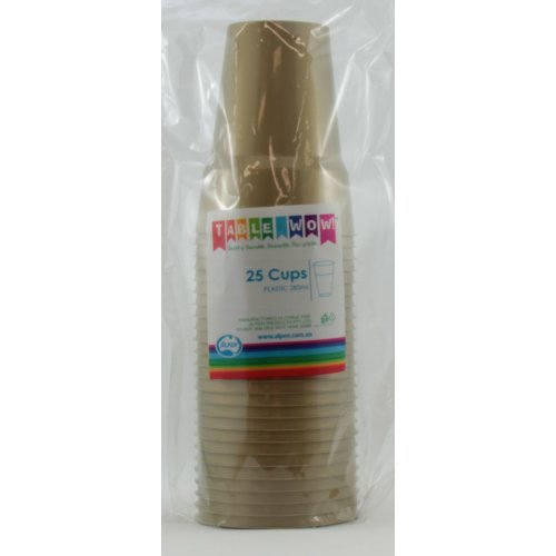 Gold Plastic Cups - Pack of 25