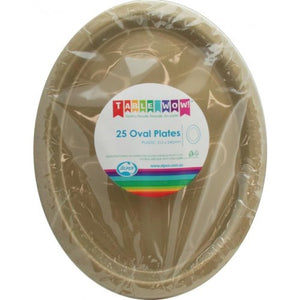 Gold Plastic Oval Plates - Pack of 25