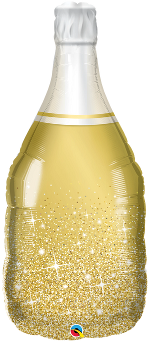 Golden Bubbly Wine Bottle SuperShape Foil Balloon UNINFLATED