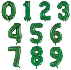 Green Helium Inflated Number Foil Balloon each