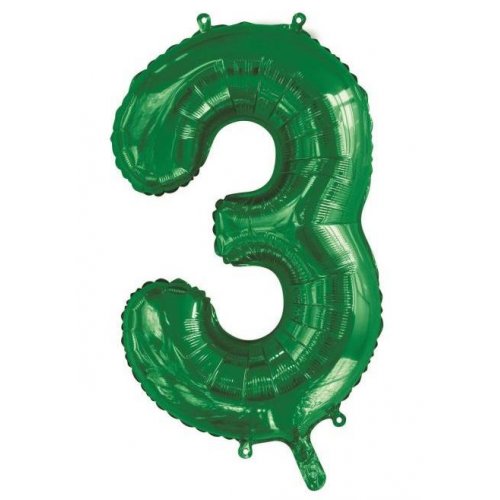 Green Number 3 Supershape 86cm Foil Balloon UNINFLATED