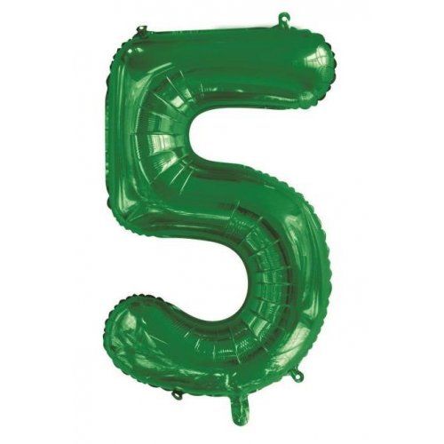 Green Number 5 Supershape 86cm Foil Balloon UNINFLATED